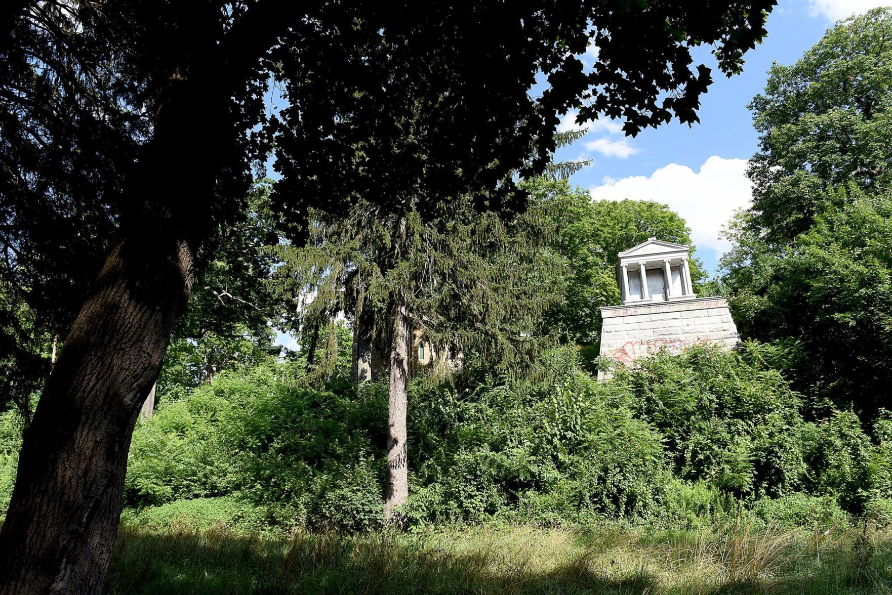 Grown-over monument